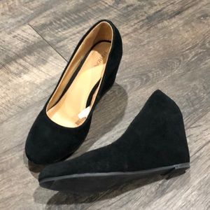 Black Wedge Heels Suede